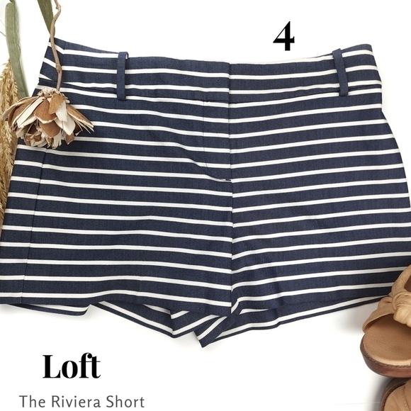 New Loft The Riviera Short Sz 4 Navy White Stripe Shorts - Picture 12 of 12